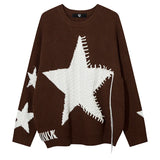 Men Big Star Sweater Loose Pullover Streetwear Tops