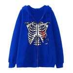 Y2K Dark Skull Skelett Zip Up Hoodie Herrenjacke