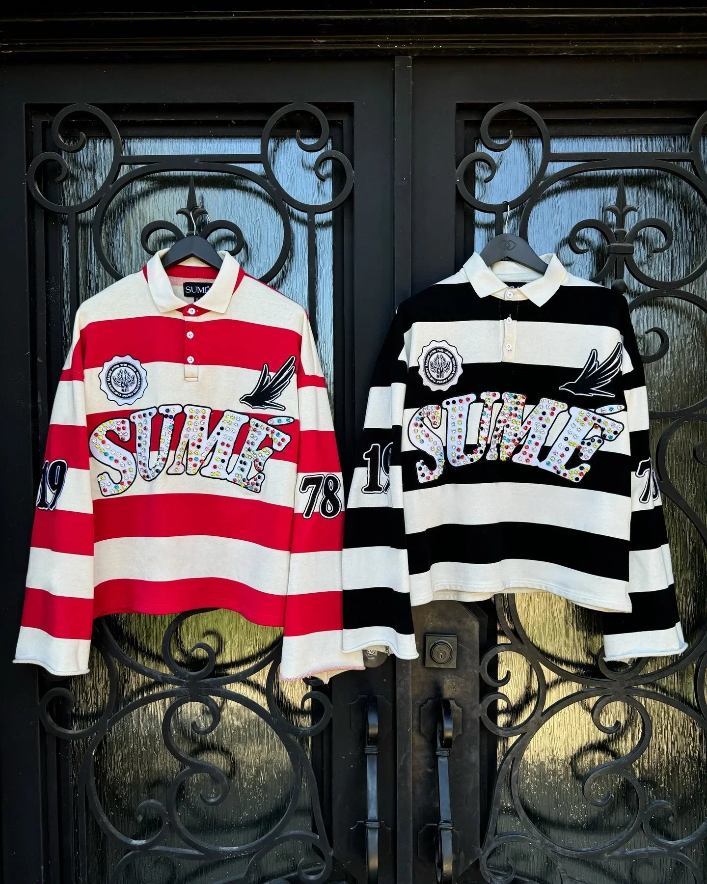 Retro Y2K Polo Shirt Men Long Sleeve Embroidery Stripe Hip Hop Top