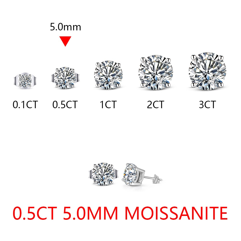 2 Carat 8.0mm D Color Moissanite Top Quality 100% 925 Sterling Silver - xinnzy