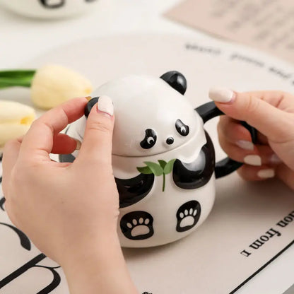 Keramiktasse Weihnachtsgeschenk Original Panda Tasse mit Deckel Kaffee Tee Tassen Kaffee
