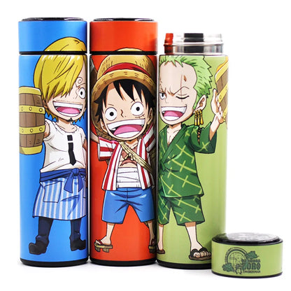 One Piece Cartoon Anime Figure Vacuum 480ML Cup Luffy Zoro Sanji Cosplay