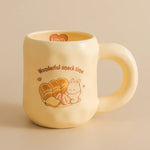 1pc 480ml Ceramic Mug with Spoon and Lid Cute Ceramic Coffee