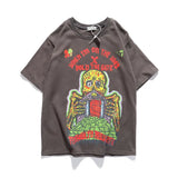 Kanye West Skull Print Loose Casual Men Tshirts Harajuku Oversize O Neck Short Sleeve Hip Hop T Shirt Streetwear