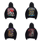 Y2k Gothic HipHop Muster Druck Hoodies Retro Mode Warren Schädel Herren Hoodie