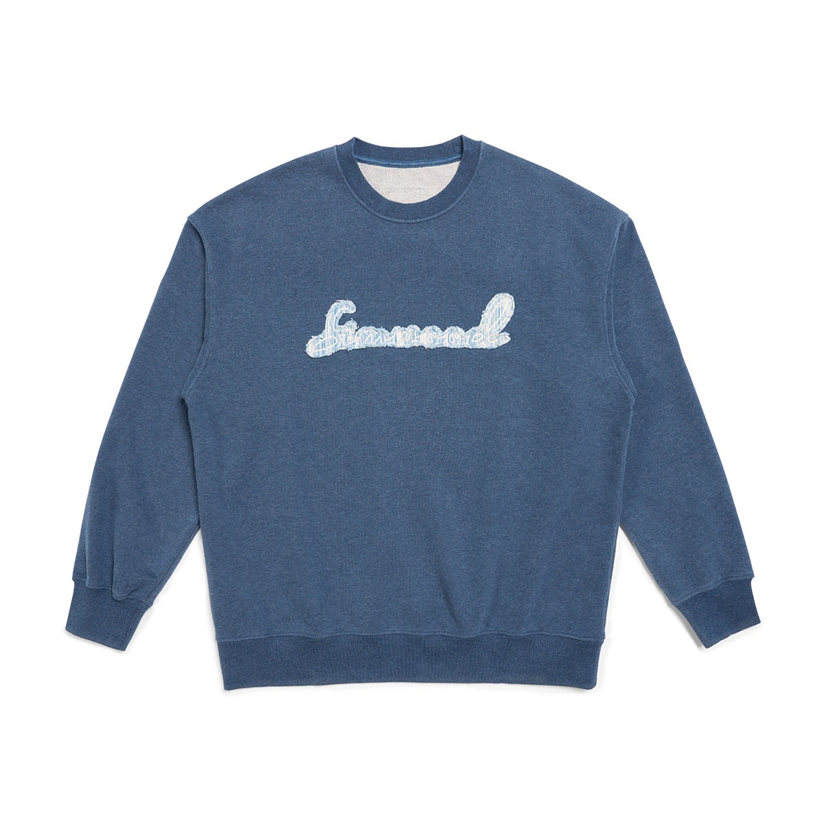 Denim Sweatshirts Men Oversize Letter Embroidery Fabric Pullovers