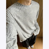 Autumn Men Oversized Striped T Shirt Streetwear