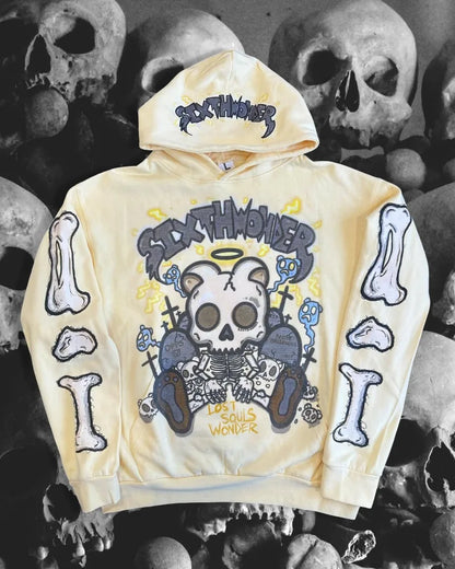 Gothic fashion skull print design hoodie for men y2k Retro
