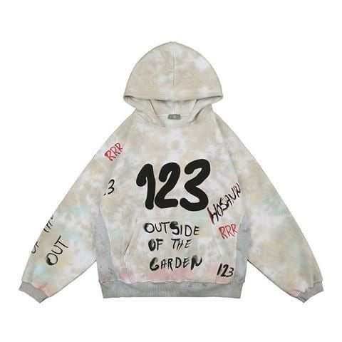 Women Sweatshirt Pullover Fashion Loose Solid Color Hand Painted Pattern Old Age Graffiti