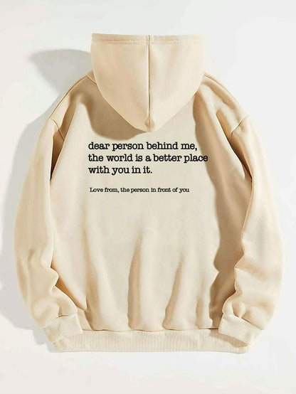 Hoodie With Words on Back Unisex Trendy Aesthetic Pullover Vintage