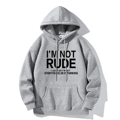 I'M NOT RUDE Letter Print Hoodie Casual Sweatshirt Youth Fashion Outdoor