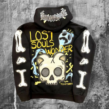 Gothic fashion skull print design hoodie for men y2k Retro