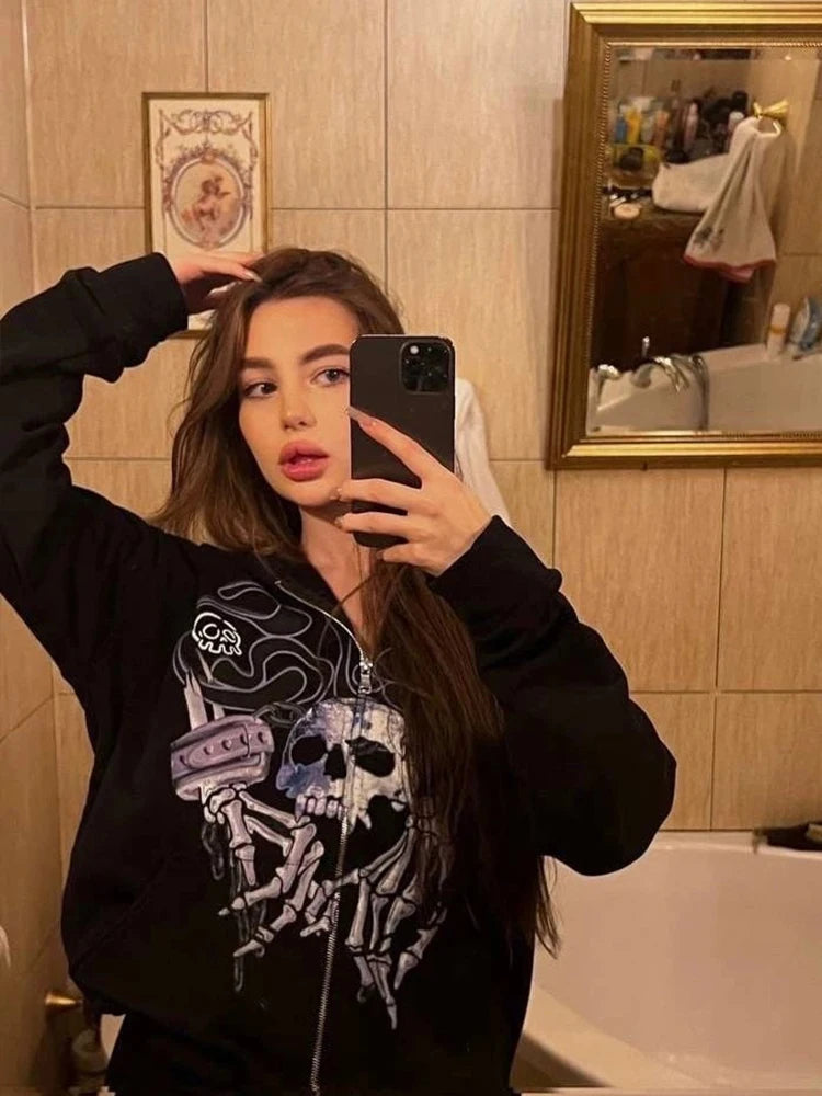 Zip up Hoodies Y2k Clothes Vintage Cartoon Anime Hoodie Oversize April Mop