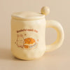 1pc 480ml Ceramic Mug with Spoon and Lid Cute Ceramic Coffee