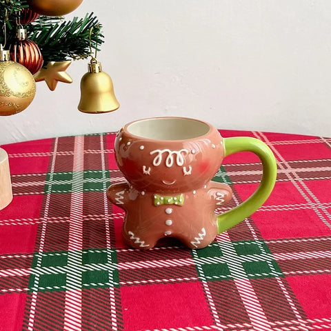 Gingerbread Man Coffee Cups Xmas Ceramic Mugs Ornament New Year Gift