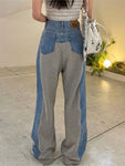 Autumn Winter Jeans Long Pant Women Hole Fashion Patchwork