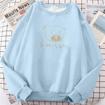 Streetwear Hoodie Women New Vintage Printed Smile Bear