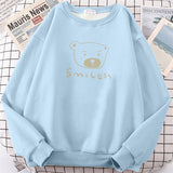 Streetwear Hoodie Women New Vintage Printed Smile Bear