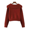 Peter Pan Collar Sweater Women Knit Pullover Long Sleeve Soft