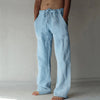 Men's Cotton Linen Long Pants Solid Color Breathable Linen Trousers