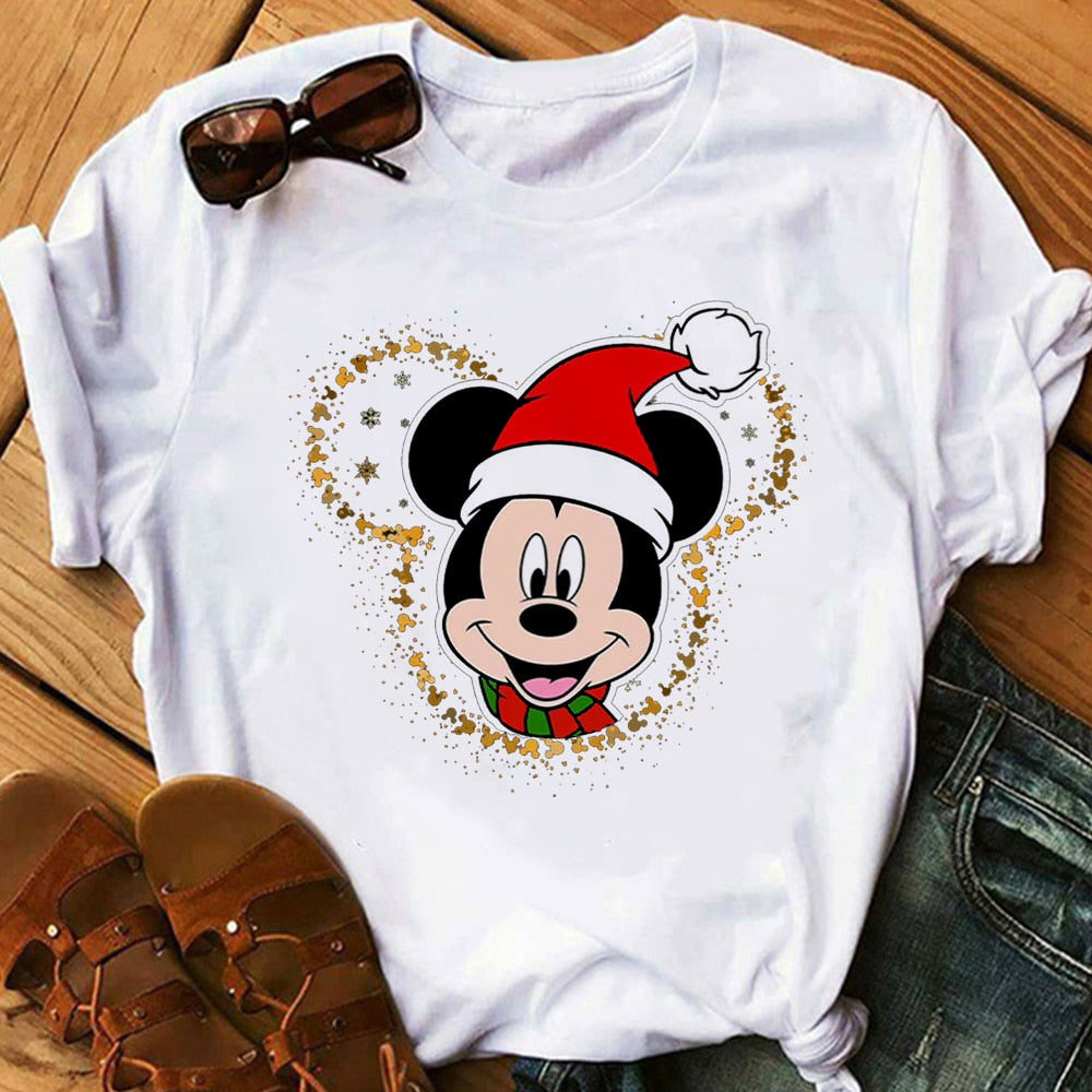 Funny Cute Cartoon Print Women's Christmas T-Shirt