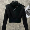 Womens Asymmetric Zip Hoodie Oversized Crop Streetwear Pullover Top