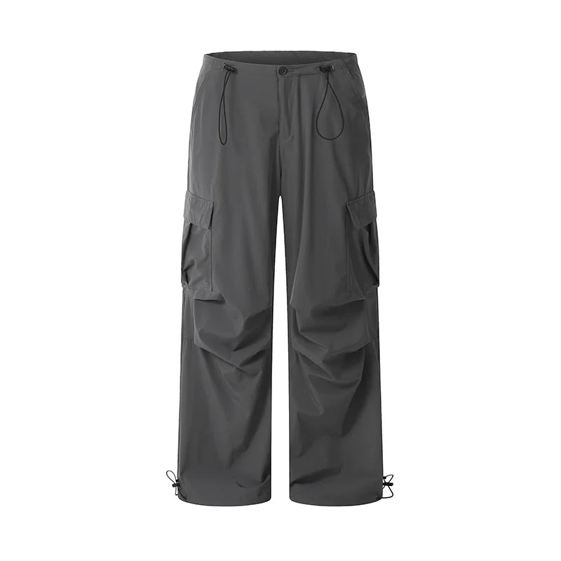 Drawstring Trousers Loose Straight-Leg Casual Pants