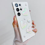 Luxury Transparent Phone Cover 3D Love Heart Glitter Clear Case for Samsung Galaxy