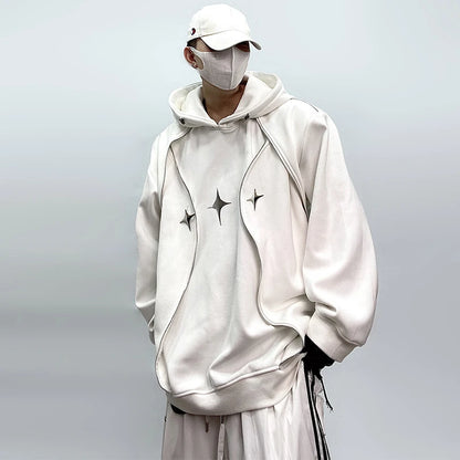 Hip Hop Oversized Hoodie Men Streetwear Padded Shoulder Loose Pullover