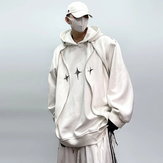 Hip Hop Oversized Hoodie Men Streetwear Padded Shoulder Loose Pullover