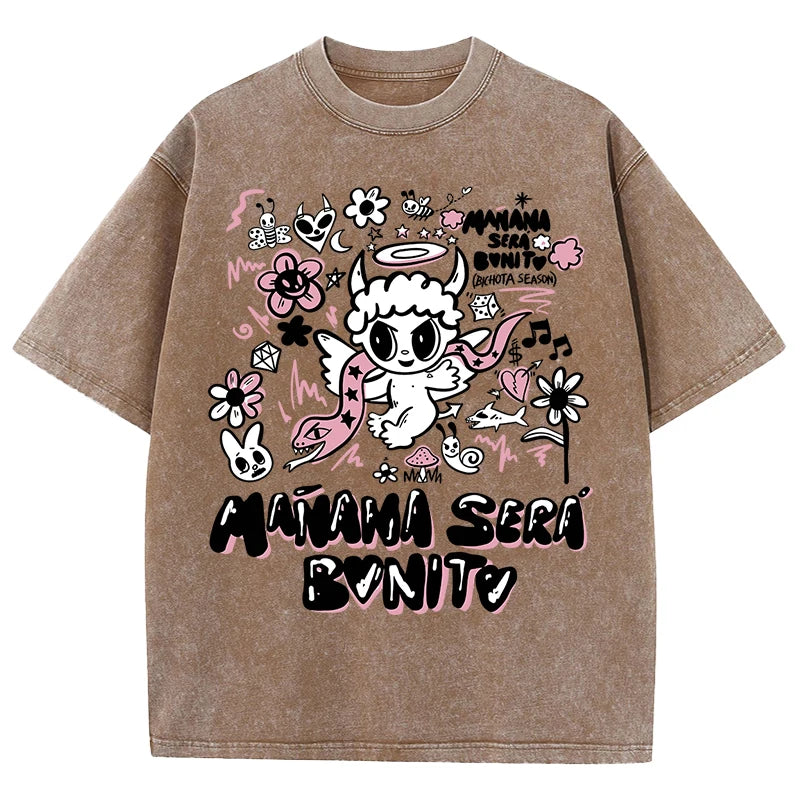 Devil Angel Snake Print Women's Summer Shirt Vintage Breathable Streetwear