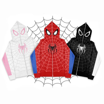 Grunge Y2K Spider Web Hoodie Women Harajuku Punk Zip Sweatshirt