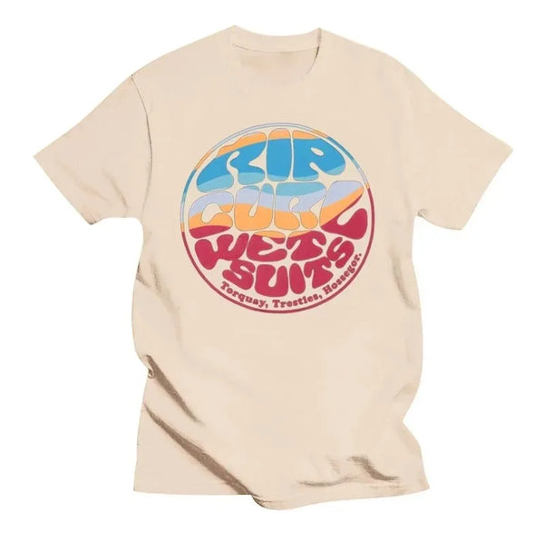 Men's T Shirts Rip Curl Print Short Sleeve Vintage