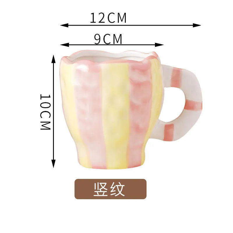 Hand-painted Flower Coffee Cup Children Drinkware Vintage Ceramic Mug Ins Wind MilkTea Mug