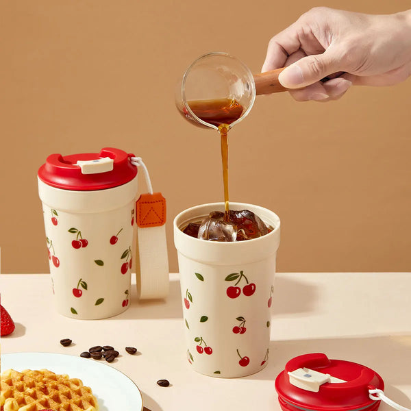 Leakproof Travel Coffee Cup With Lanyard Strap Commuter Tumbler