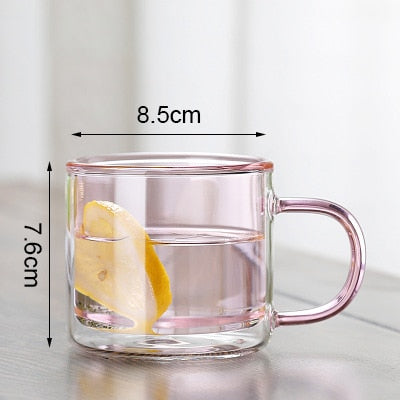 250ml Double-layer Glass Water Cups Wine Drinking Tumbler
