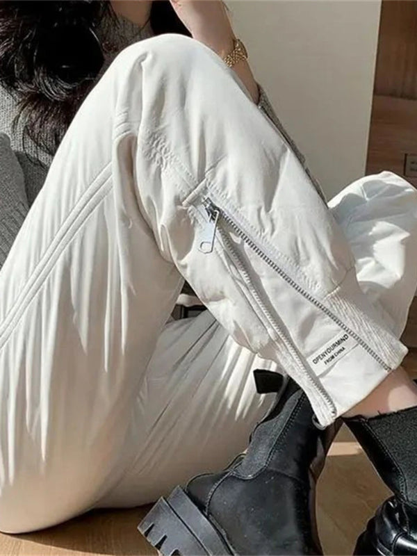 Womens Down Insulated Snow Pants High Waist Fleece Lined Winter Warm