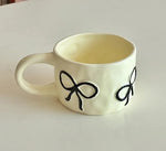 Cream Colored Relief Bow Mug French High-value Breakfast