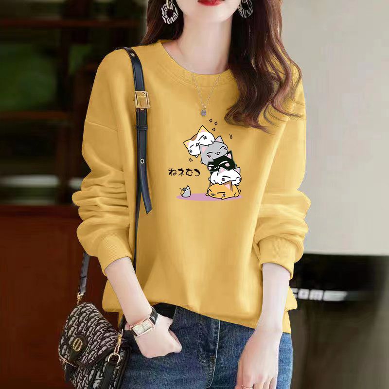 Cartoon Panda Cat Long Sleeve Female Sweatshirt Pullovers Casual