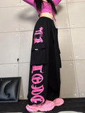 Hip Hop Cargo Retro Pink Printed Pants