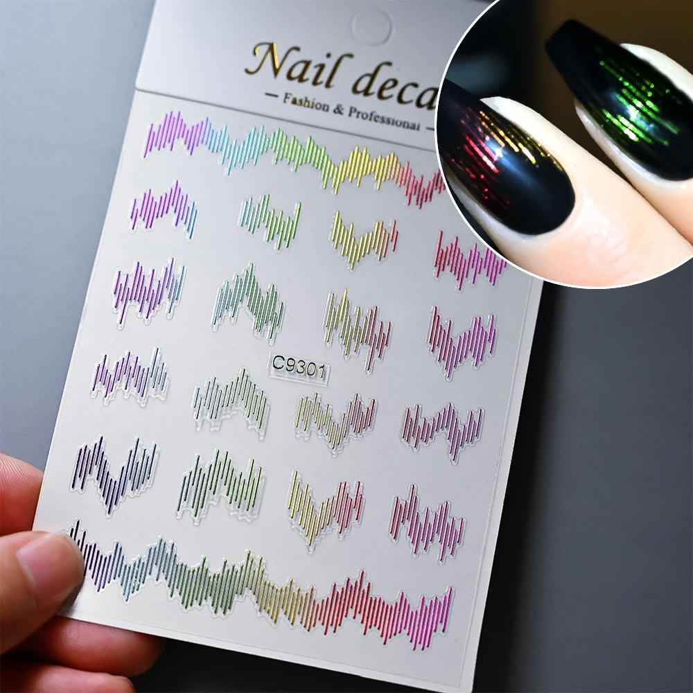 3D Gold Heart Nail Art Stickers