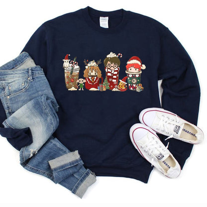 Weihnachts-Sweatshirt, magischer Zauberer-Schulpullover