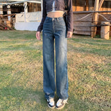 Length Wide Leg Pants 2024 Spring Retro High Waist Straight Trousers