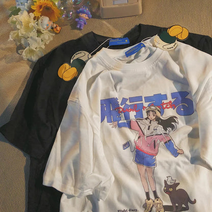 Y2k Harajuku Japanischen Anime Cartoon Druck T-shirt High Street