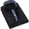 Men’s Blue-and-White Porcelain Cotton Shirt – Korean Fashion Long Sleeve Business Casual Dress Shirt