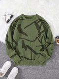 Men Graffiti Pattern Knitted Pullover Sweater