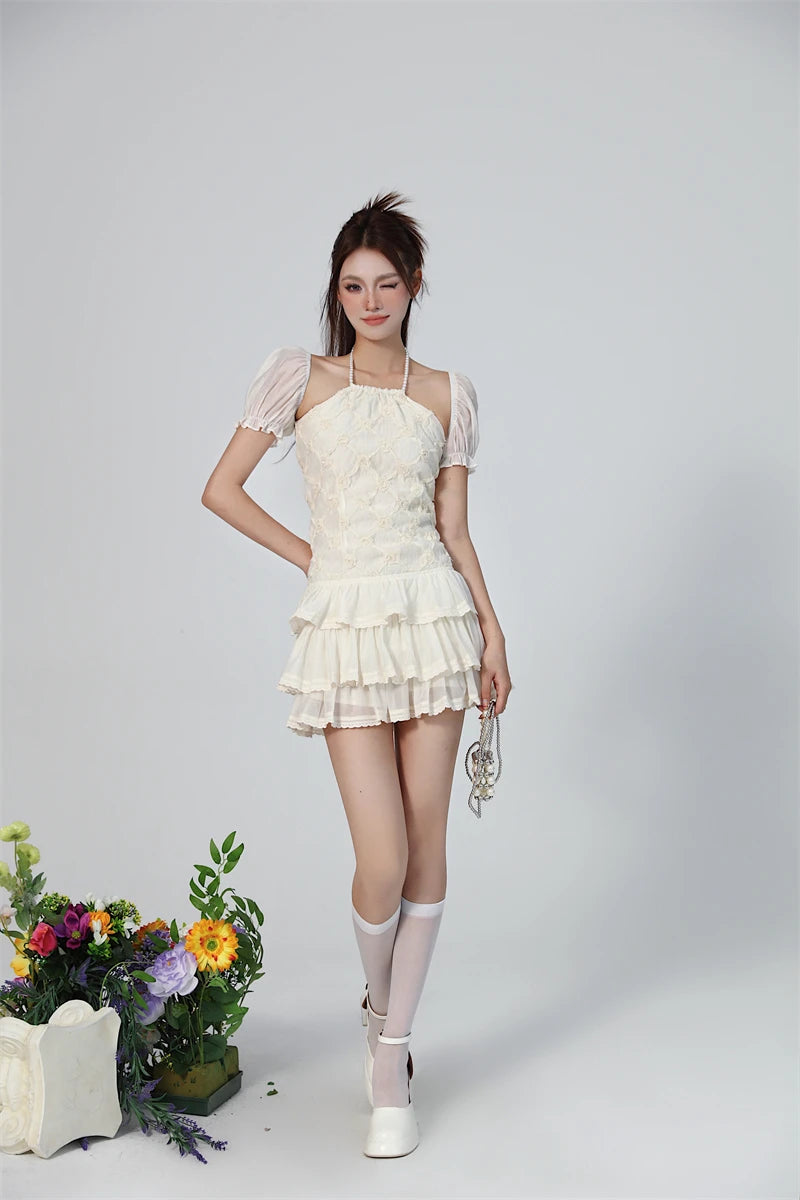 Y2K Floral Hollow Out Mini Dress for Summer