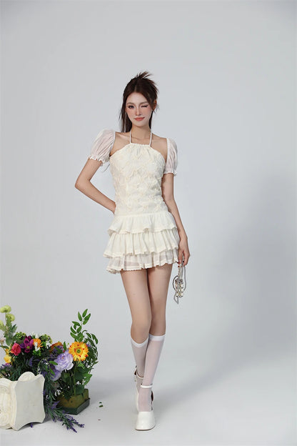 Y2K Floral Hollow Out Mini Dress for Summer