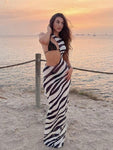 Zebra Print Beach Dress Women Bikini Dress Summer Fashion Cut Out Bodycon Dress - xinnzy