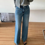 Retro High Waist Slimming Jeans Women Sense  Bootleg Pants Straight